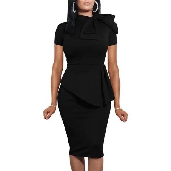 strapless open back dress CELESTINE Diamante Embellished Scallop Peplum Midi Dress In Black